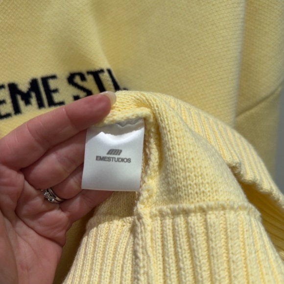 Women's Yellow Crew Neck Sweater - Picture 13 of 16
